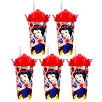 5 Copos Princesa Branca de Neve Coroa Lembrancinhas Decoração Sacola Surpresa