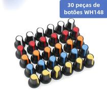 5 Cores 30 Peças Botões De Potenciômetro 15x17mm 6mm Tampas De Plástico Amarelo Laranja Azul Branco