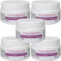 5 Creme Hidratante Alquimia Elastina Colágeno e Vitamina E Pote 250g