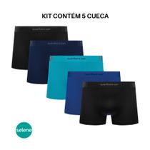 5 Cuecas Boxer Original Selene Masculina Confortável Infantil Juvenil Básica Em Microfibra Sem Costura