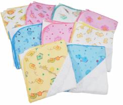 5 Cueiros Flanelados 80x80 C/ Aplique Estampados E Croche