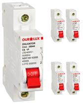 5 Disjuntor Unipolar 6 Amperes Curva C Ourolux