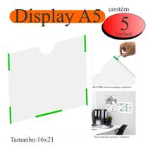 5 Display A5 Expositor Folhas Quadro Aviso Parede Pet Horiz