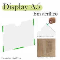 5 Display Parede Quadro Avisos Porta Folha A5 Acrílico Horiz