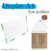 5 Display Parede Quadro Avisos Porta Folhas A4 Acrílico Hori