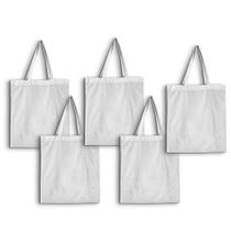 5 Ecobags Lisas Algodão Cru Bolsa Sacola Ecológica Grande 40x35