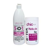 5 em 1 Creme Condicionante Semi Definitiva Cabelo liso 1L e B-tox Plástica Chic Hair 1KG