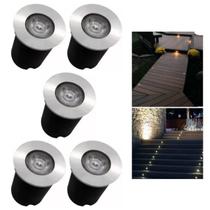 5 Embutido Solo 1w Balizador Led Blindado Ip67 Inox Spot Chão Piso