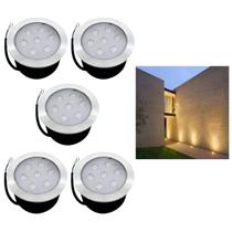 5 Embutido Solo 7w Balizador Led Blindado Ip67 Inox Spot Chão Piso