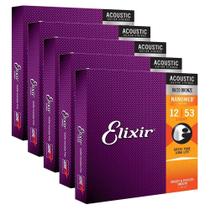 5 Encordoamentos Violão Aço Elixir .012 11052 Light Nanoweb