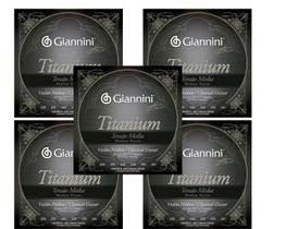 5 Encordoamentos Violão Nylon Giannini Média Titanium GENWTM
