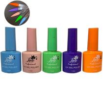 5 Esmaltes Em Gel Led Uv Tons Cores Variadas Atacado 7,5Ml