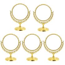 5 Espelhos de Mesa Princesa P/ Maquiagem 360g Dourado Redondo