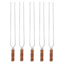 5 Espetos Duplo 70cm De Inox Cabo Madeira - Churrasqueira 5 Espetos Duplo 70cm De Inox Cabo Madeira - Churrasqueira