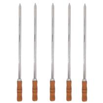 5 Espetos Espada 50cm De Inox Cabo Madeira - Churrasqueira 5 Espetos Espada 50cm De Inox Cabo Madeira - Churrasqueira