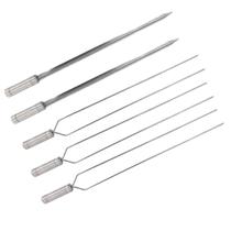 5 Espetos Inox Lâmina 60cm Duplo e Espada Para Churrasco