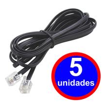 5 Fios de Telefone Fixo, Fax, Central Telefônica 1 Metro Rj11 X Rj11 Cabo 4 Vias Preto