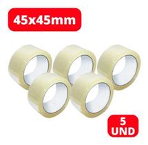 5 Fita Adesiva 45x45mm Transparente P/ Caixas De Papelão