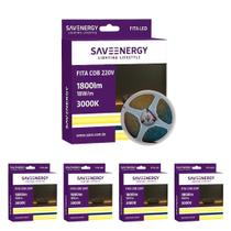 5 Fita COB 220V 3000K 1800lm Luz Quente 18W/m Save Energy 5 Fita COB 220V 3000K 1800lm Luz Quente 18W/m Save Energy