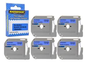 5 Fita Compatível M-k531 K531 Preto No Azul Masterprint 12mm