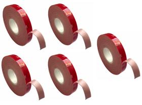 5 Fitas Dupla Face 3m Vermelha 5 Mts X 11 Mm Largura