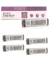 5 Fonte Driver Save Energy Bivolt 24v 100w 4,1A Para Perfil de Fitas Led