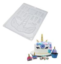 5 Formas De Chocolate Chifre Unicórnio Kit Confeitaria Festa