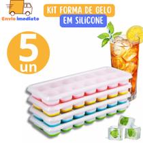 5 Formas de Gelo Silicone Sem Tampa Rígida Fundo Flexivel Retangular 14 Cubos Multiuso Lavável