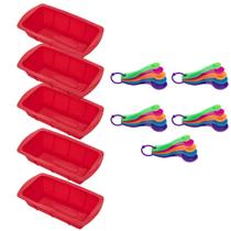 5 Formas P Pães Sortida Silicone e Medidora 5 Peças Cores