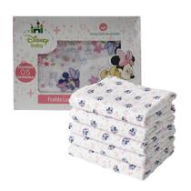 5 Fralda Disney 100% Algodão Estampada 70x70cm Com Crochê
