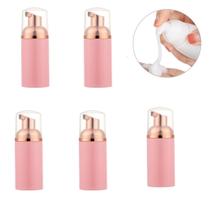 5 Frasco Pump P / Fazer Espuma Higienizacao Facial 50ml Rosa