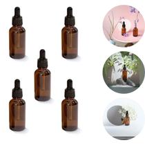 5 Frascos De Vidro Âmbar Conta-Gotas 60ml P/ Óleo Essencial