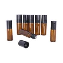 5 Frascos De Vidro Marrom De 10ml Com Esfera De Aço Para Óleo Essencial E Perfume, Pacote Com 8