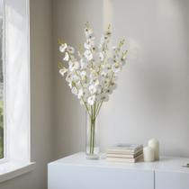 5 Galhos de orquídea planta artificial realista Haste de Tecido Qualidade Área Gourmet - DE8855