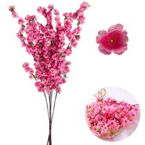 5 Galhos Flor Pessegueiro Cerejeira Artificial Cheia Arranjo - Flor Imp