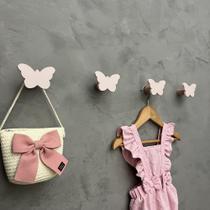 5 Ganchos de parede infantil decoração borboleta rosa 5BoMk6