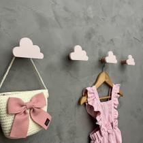 5 Ganchos de parede infantil menina decoração formatos rosa