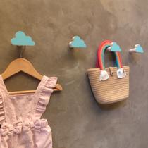 5 Ganchos infantil borboleta flor coração nuvem quarto bebê Cor:Nuvem