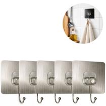 5 Ganchos Metal Adesivo Resistente Forte Fixação Parede sem Furos 5 Ganchos Metal Adesivo Resistente Forte Fixação Parede sem Furos