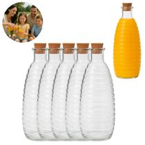 5 Garrafas de Vidro Colmeia Com Tampa Rolha P/ Bebidas 630ml
