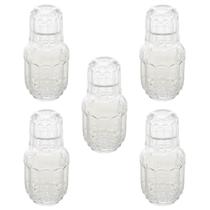 5 Garrafas Moringa de Vidro 500ml com Copo Tampa 145ml Lyor Faces para Bares Restaurantes