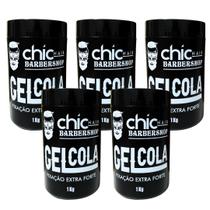 5 Géis Cola Fixação Extra Forte Profissional Chic Hair 1KG