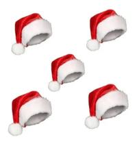 5 Gorro Kit Touca Papai Mamãe Noel Adulto Veludo Brilhante