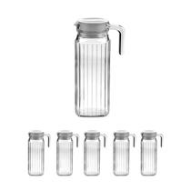 5 Jarra de vidro grosso c/ tampa 1Lt água suco transparente