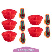 5 kit Forma Espiral Sortida Silicone + Colher Medidora 6Pç