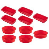 5 Kit Forma Redonda Bolo + Forma Para Pão Sortida Silicone