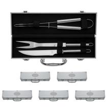 5 Kits Churrasco Inox - Garfo - Faca - Pegador