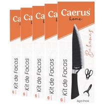5 Kits De Facas Bahamas Caerus Home 6 Peças Cada Aço Inox Cabo Ergonômico Com Tesoura e Descascador 5 Kits De Facas Bahamas Caerus Home 6 Peças Cada Aço Inox Cabo Ergonômico Com Tesoura e Descascador