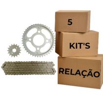 5 Kits Relação Transmissão Cg Fan Titan 150 Aço1045 Velth