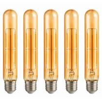 5 Lâmpada Filamento Led Retrô Tubular T32 Âmbar 4W Bivolt